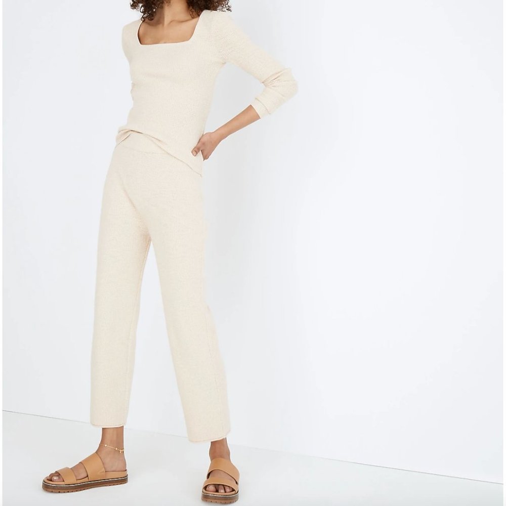 NWT Madewell Birchmoor Sweater Pants - Cream knit lounge sweatpants - Women's S